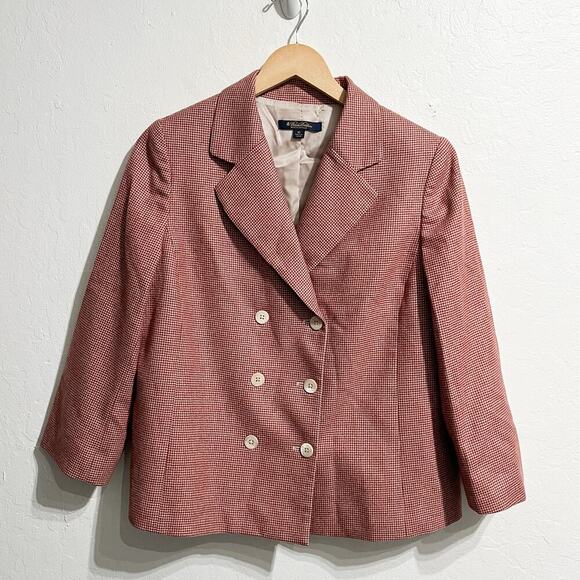 Brooks Brothers Jackets & Blazers - Brooks Brothers Blazer  Womens 10 Red Houndstooth Wool Fall Holiday Jacket